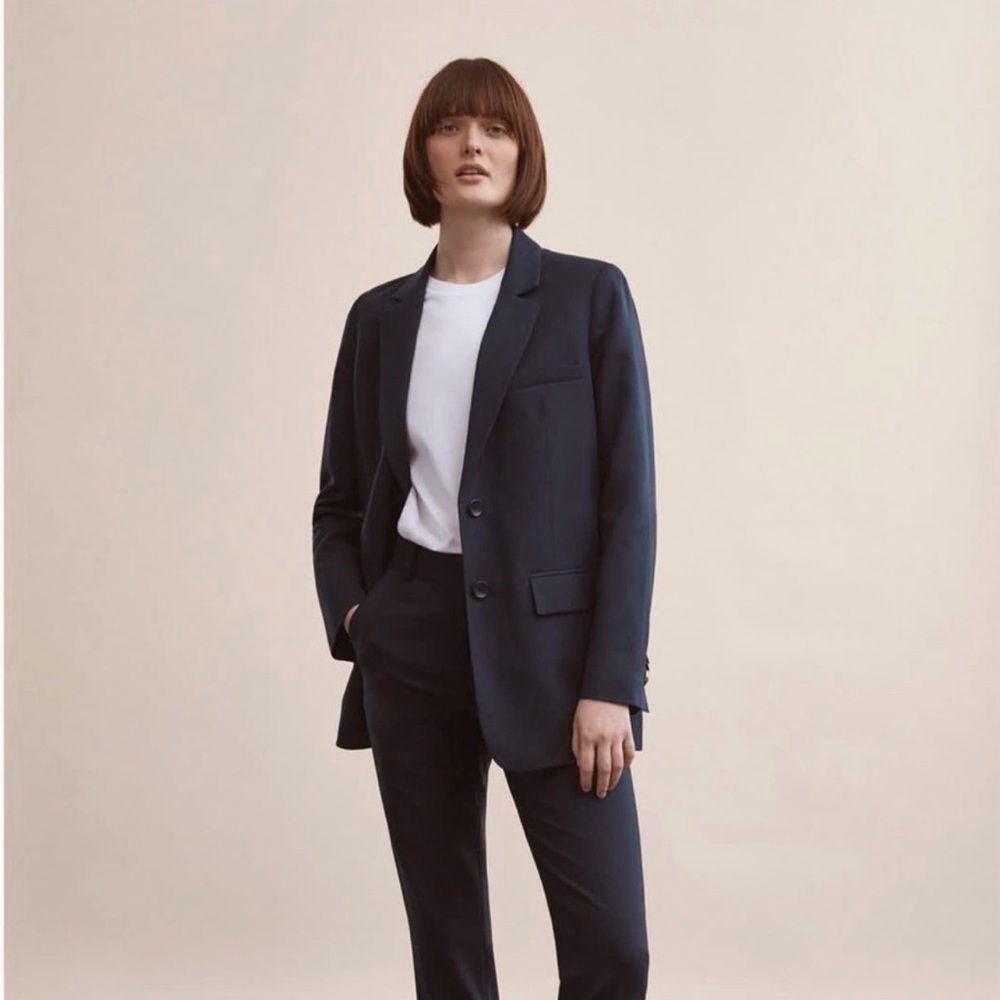 Everlane Oversized Linen Blend Blazer in Black Size 2